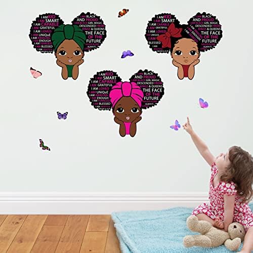 שחור ילדה קיר מדבקות עבור בנות שינה, השראה ציטוט מדבקות אפריקאי אמריקאי ילדה קיר מדבקות עבור