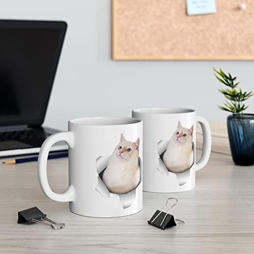 מצחיק סיאמי חתול אדום מתנות לאוהבי חתולים לנשים חג המולד 2023 מתנות ספל קפה לבן לבן 11oz