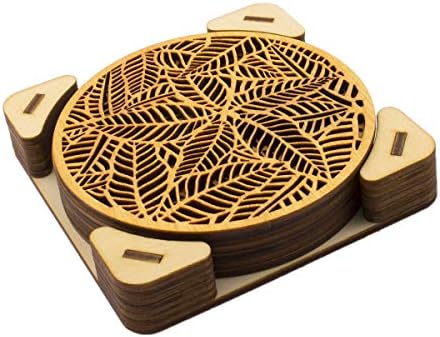 סט קרן קיץ של 6 Lasercut עגול עגול עגול עץ עץ עץ עץ עם מחזיק חתונה חסד מתנה להתחממות בית