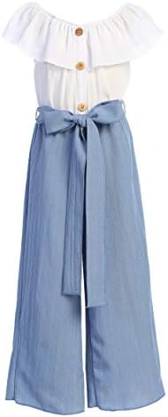 שמלת בנות רחב רגל כבוי כתף אלגנטי גבוהה מותן רומפרס פאלאצו מכנסיים מכנסיים סרבלי ארהב 4-14