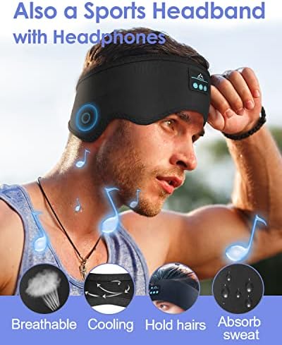 אוזניות שינה בכיסוי Bluetooth אוזניות שינה בגימור 10 שעות מסכת עיניים מוסיקה אלחוטית עם אוזניות