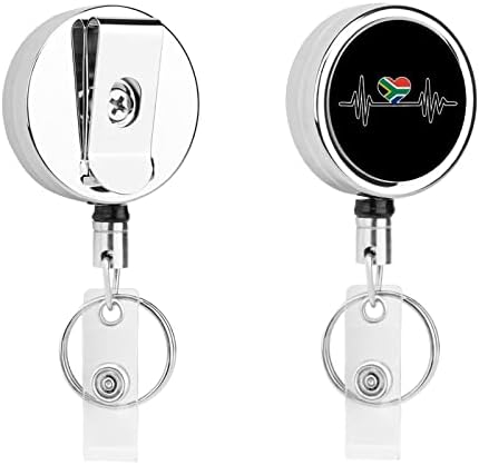 דרום אפריקה פעימות לב נשלף מתכת תג קליפים עם ברור רצועות מזהה תג מחזיק סליל עם חגורת קליפ מפתח טבעת