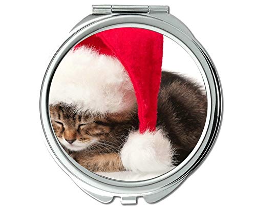 מראה,מראה איפור, חתלתול סנטה כובע חג המולד חתול מראה לגברים / נשים,1 על 2 מגדלת