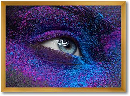עיצוב נשי עין עם צבע יבש אבק פיגמנט על פנים מודרני ממוסגר קיר אמנות