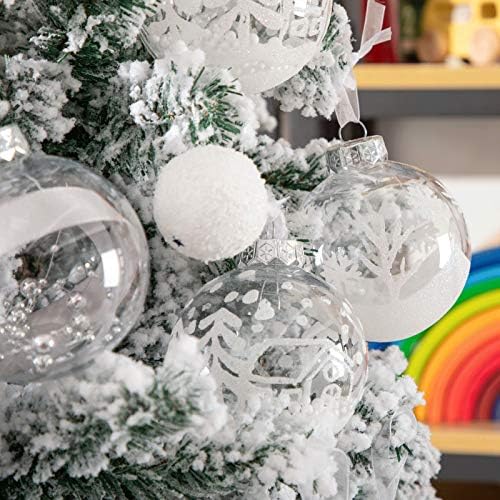 12 יח 'קישוטי כדורי חג המולד לחג המולד - 75 ממ/2.95 כדורי פלסטיק ברורים שקופים, כדורי תליה עץ מלאים לקישוטים