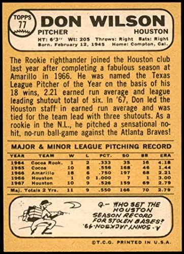 1968 Topps 77 A Don Wilson Houston Astros NM/MT+ Astros