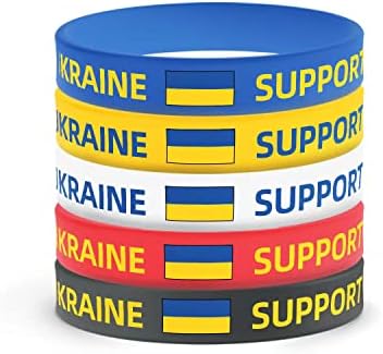 אוקראינה צמידי תמיכה אוקראיני דגל סיליקון צמיד מתנות גברים נשים ילדים 5 חבילה