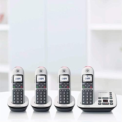מוטורולה 5014 דקט 6.0 טלפון אלחוטי עם משיבון, שיחת בלוק נפח דחיפה, לבן, 4 מכשירים