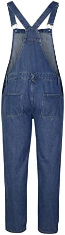 סרבל סינר ג 'ינס לגברים, מכנסי ג' ינס גדולים וגבוהים סרבל ז ' אן רומפר מזדמן עם כיסים מכנסיים שטופים מוצקים