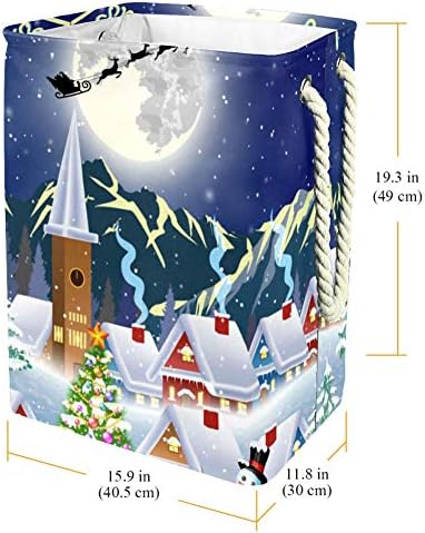 עץ חג המולד ואיש שלג עם קופסת מתנה 300 ד אוקספורד עמיד למים סל כביסה סל כביסה גדול לשמיכות בגדי צעצועים