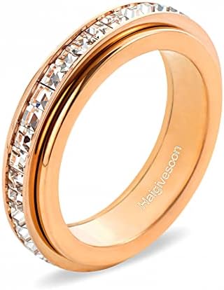 טבעת חרדה של הייגיבון, טבעת טבעת טבעת טבעת טבעות לחרדה עם מצופה זהב ורוד וקרנסטון, מתנות להקלה על