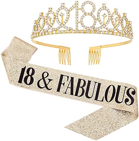 Uvatahona יום הולדת 18 אבנט וטיארה לבנות, בן 18 וכתר יום הולדת נהדר, מתנות יום הולדת 18 שמחות למסיבות בנות