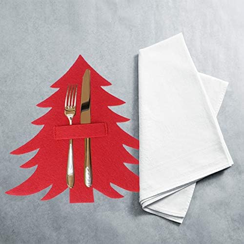 Valiclud 12 יח 'צורת עץ חג המולד צורה של כלי שולחן שקיות סכינים יצירתיים מזלימים שקיות סכום שקיות שקיקים.