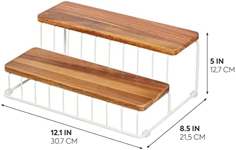 Idesign אוסף Ría Safford אוסף עץ וחוט עץ וחוט שני מארגן, 12 x 8.5 x 5 , 2 מתלה תבלין שכבה