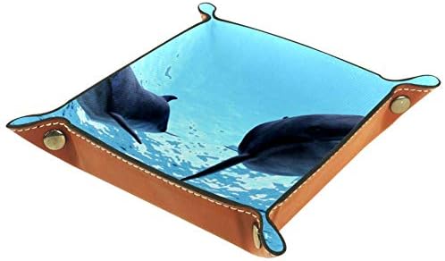 אייסו דולפינים עור שרות מגש ארגונית עבור ארנקים, שעונים, מפתחות, מטבעות, טלפונים סלולריים וציוד משרדי