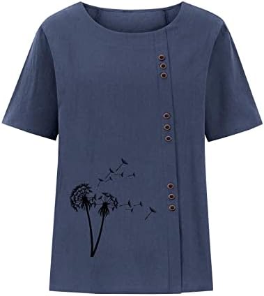 נשים חולצת טש חולצת פשתן כותנה מופיעות הדפס שן הארי הטרנדי המזדמן