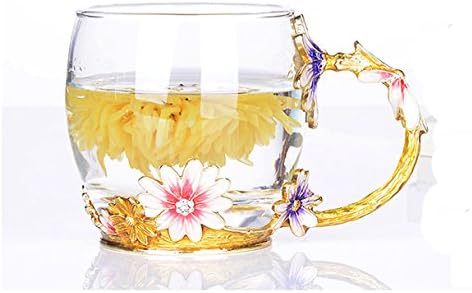 אמייל פרח נטולת זכוכית ללא עופרת ספלי תה כוס תה ， מתנות בהתאמה אישית לנשים אשה אשה אמא ​​ילדה