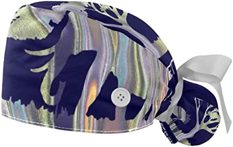 כובע עבודה עם כפתורים וקשרי סרט לנשים 2 חבילות, חיות יער מתכווננות יוניסקס כובעים כובעים