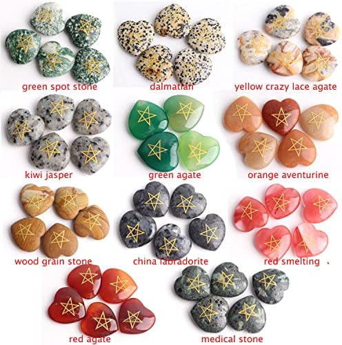 Ertiujg husong306 1 pc יצירתי פנטגרם טבעי קריסטל תליון לב קוורץ אבן מגולפת בצורת רייקי ריפוי נשים אהבה