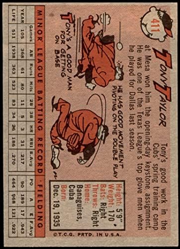 1958 Topps 411 Tony Taylor Chicago Cubs Ex/MT Cubs