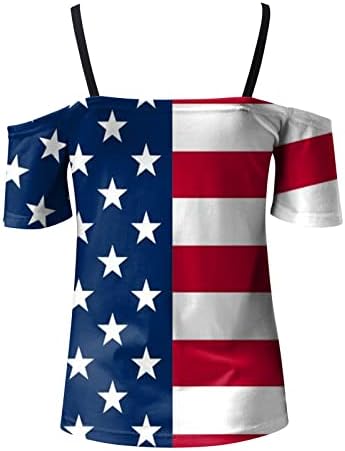 4 ביולי חולצות לנשים חולצות טוניקות עם צווארון שרוול קצר פסים דגל אמריקאי עניבה צבע חולצה פטריוטית