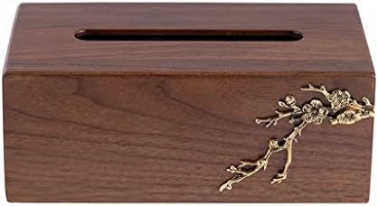 קופסת נייר Zhuhw בסגנון סיני בסגנון סיני קופסת רקמות מעץ משובץ פרח נחושת קישוט בית משרד סלון