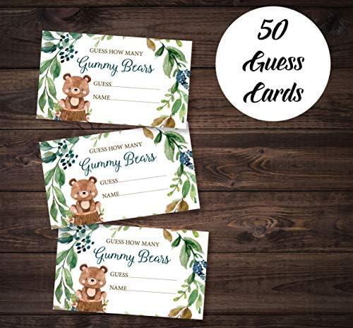 כל הכספים של כמה דובי גומי - שלט העמידה העצמית - 50 כרטיסי ניחוש - יערות יערות מקלחת לתינוק מסיבת יום הולדת