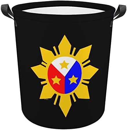 דגל פיליפיני כוכב כביסה מתקפל סל כביסה אטום למים שקית סל אחסון עם ידית עם ידית 16.5 x 16.5 x 17