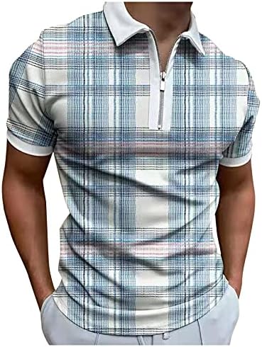 חולצות פולו רוכסן XXBR לגברים, גרפיקה מפוספסת קיץ רזה מתאימה חולצה קצרה חולצה עסקית מזדמנת עליונה לעבודה
