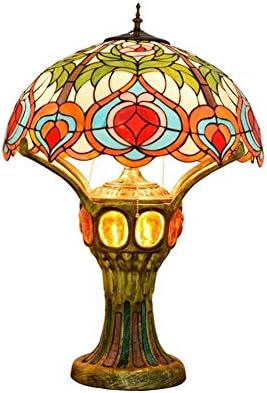 סגנון טיפאני ויטראז 'מנורה שולחן אפרסק דפוס חדר שינה חדר שינה חדר שינה קדמי שולחן שולחן אור ויטראז' מנורה