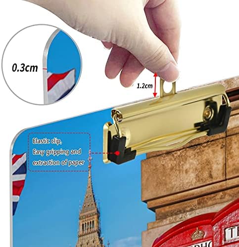 דגלים בריטיים לונדון לוחות פלסטיק עם מתכת קליפ מכתב גודל לוח נמוך פרופיל קליפ לוחות עבור סיעוד בכיתה