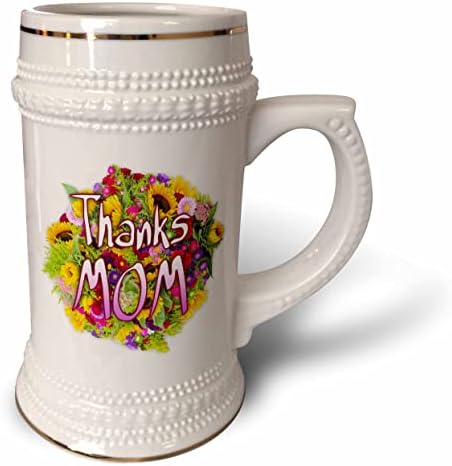 תמונת 3 של מילים תודה תודה לאמא על תמונת הפרחים - 22oz שטיין ספל