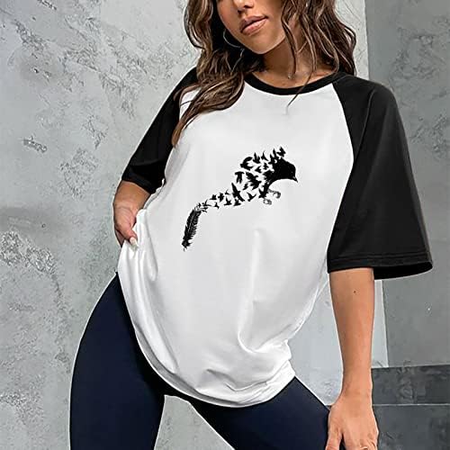 חולצות הדפסת ציפורים נשים גרפיות מצחיקות טי טבעי קאנטרי חולצה מזדמנת צוואר עגול