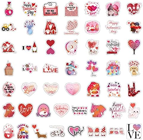 מדבקות ליום האהבה לילדים בנות 50 יחידות מדבקות אהבה של קניטי לב לראבון מדבקות מעטפת מחשב נייד קישוט לעיצוב