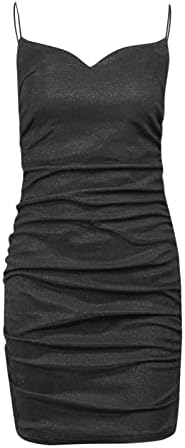 שמלת קוקטייל MIDI לנשים בד נצנצים המציגה חזה v שמלת צוואר שמלת ירך שמלות אירופאיות ו- V