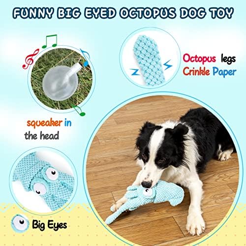 צעצועי כלבים חריקת זמד, צעצועים כלבים קטיפה עמידים אינטראקטיביים עם נייר קמטים, צעצועי כלבים קשוחים,