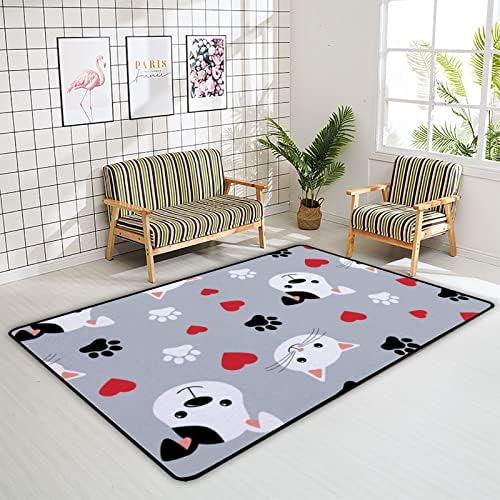 שטיח שטיח רך של צינגזה שטיחים באזור גדול, חתולים חמודים כלבים אפורים שטיח מקורה נוח, מחצלת משחק