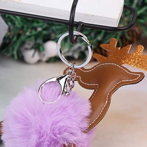 ABOOFAN חג המולד ELK POMPON מחזיקי מפתחות מעדינים מעדינים טבעות מפתח טבעות מפתח מקסימות