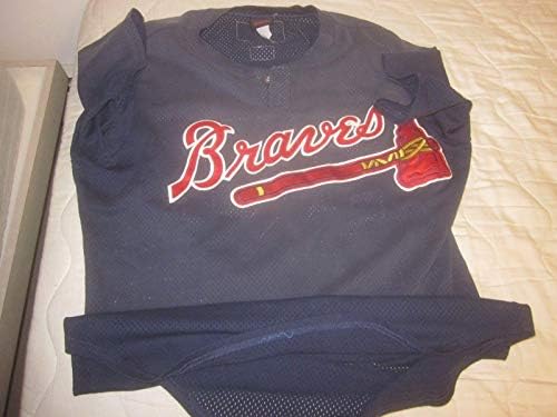 2001 Braves Blue Minor League Came Carey 35 Lynn Jones Loa - משחק MLB משומש גופיות