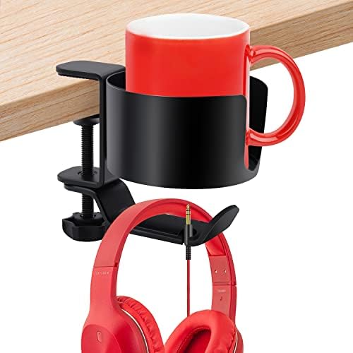 אוזניות קולב עם מחזיק כוס, 1 מארז/2 מארז 2-ב - 1 אנטי לשפוך כוס מחזיק עם תחת שולחן אוזניות קולב,
