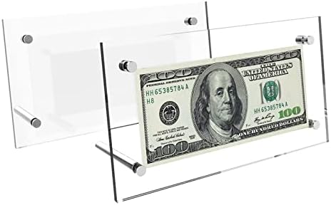 2 חבילה אקריליק ביל מחזיקי ברור דולר תצוגת אקריליק כסף מחזיק במזומן מטבע מסגרת מטבע כרטיס חותמת אספנים מגן נייר