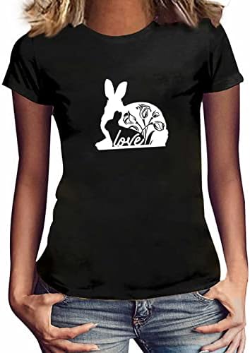 חולצת טי קיץ לנשים חולצת טס חולצות שרוול קצר חולצות ארנב ארנב חמוד טי גרפי אמונה טי טיי מזדמן