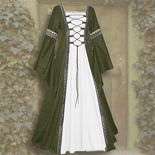קוספליי רצפה שמלת נשים וינטג 'שמלת שמלת נשים באורך גותי עם מכנסיים קצרים מתחת לתלבושת מימי הביניים