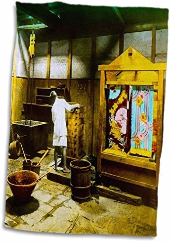 3drose וינטג 'יפני גוסס בגימונו מבד טקסטיל מפעל יפן העתיקה 1890 - מגבות