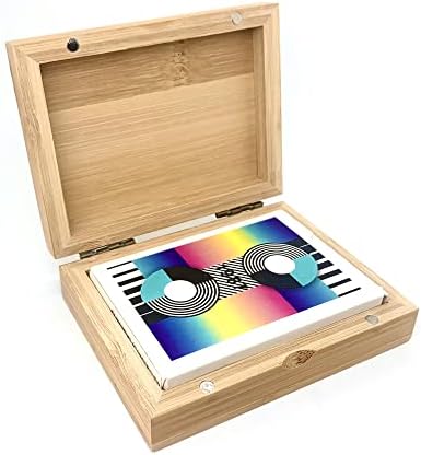 קופסת אחסון של כרטיסי במבוק, מארז קלפי משחק מעץ עם מכסה מגנטי