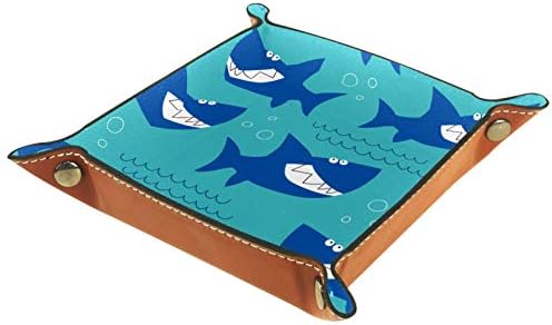 Cartoon Blue Shark Animal חיה מארגן ים חמוד משרד מיקרופייבר מגש שולחן עור קופסת אחסון מעשית לארנקים
