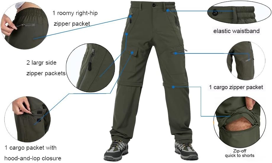 גברים של להמרה טיולים מכנסיים מהיר יבש מכנסיים מטען קל משקל טקטי מכנסיים עבור חיצוני דיג נסיעה