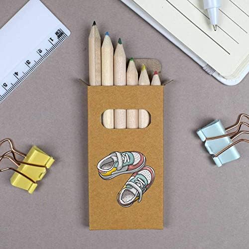 Azeeda 6 x 'נעלי ילדים' עפרונות קצרים 85 ממ/סט עיפרון צבעוני