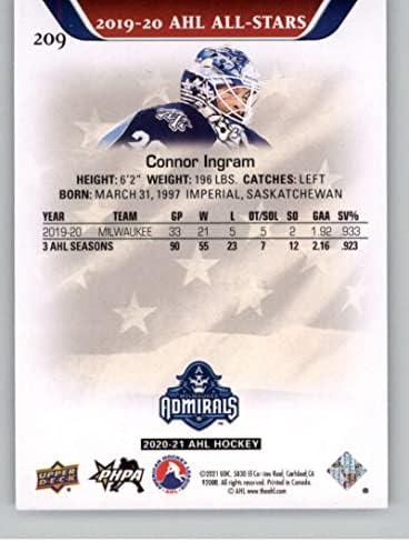 2020-21 סיפון עליון AHL 209 קונור אינגרם מילווקי אדמירלים RC כרטיס מסחר הוקי טירון