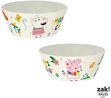 זאק מתכנן פפה חזיר לילדים כלי כלי אוכל סט 3 חלקים, צלחת במבוק מלמין עמידה ובת קיימא, קערה וכוס